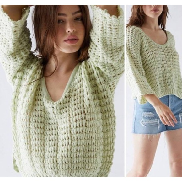 NWT Free People Cozy Tee 3/4 Sleeve Loose Fit Shirt Sugared Mint XS - Picture 2 of 6